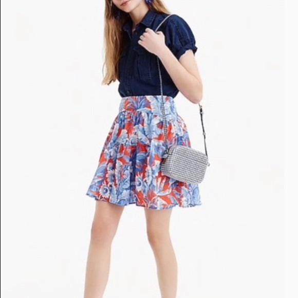 J.Crew Red & Blue Floral Top & Skirt - Picture 3 of 12
